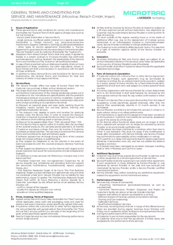 Microtrac Retsch GmbH - General Terms and Conditions for Service & Maintenance