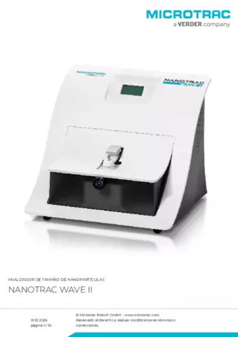Hoja de datos del producto Nanotrac Wave II