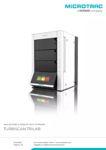 Scheda tecnica del prodotto Turbiscan Trilab