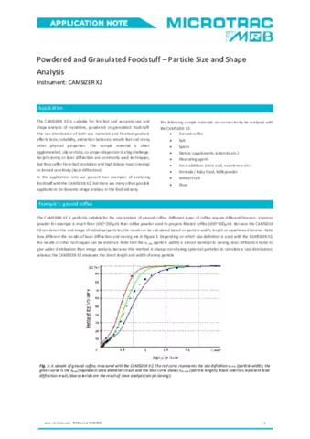 Powdered and Granulated Foodstuff – Particle Size and Shape Analysis 