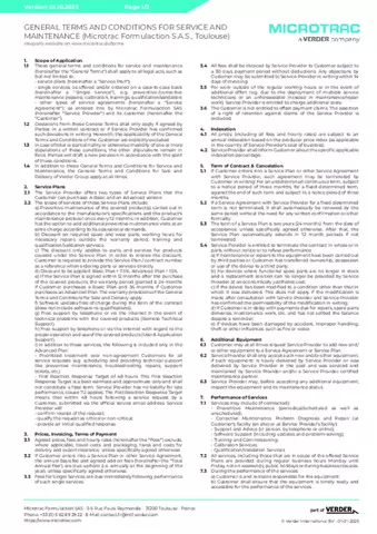 General Terms and Conditions for Service & Maintenance