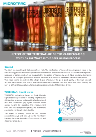 Impact of temperature on the clarification of beer