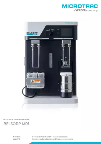 Product data sheet Belsorp MR1