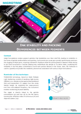 Ink stability and packing