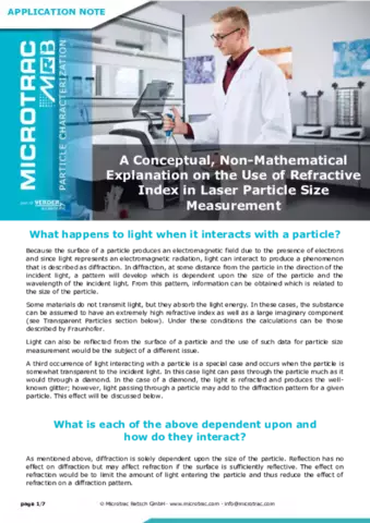 A Conceptual, Non-Mathematical Explanation on the Use of Refractive Index in Laser Particle Size Measurement