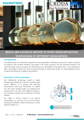 A rapid method to quantify crude oil demulsification