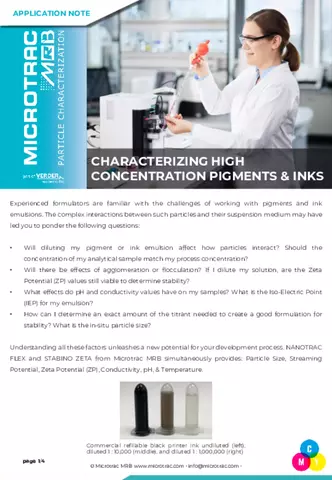 Characterizing high concentration pigments and inks