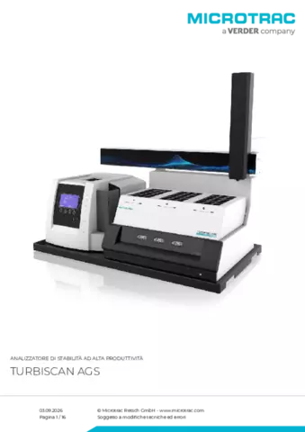 Scheda tecnica del prodotto Turbiscan AGS