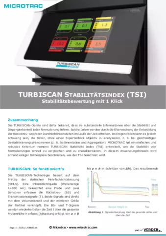TURBISCAN STABILITÄTSINDEX (TSI)