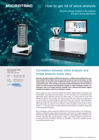 White Paper: Correlation between sieve analysis and image analysis made easy