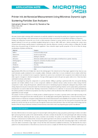 DLS analysis of ink