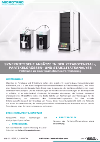Synergietische Ansätze In Der Zetapotenzial-, Partikelgrössen- Und Stabilitätsanalyse