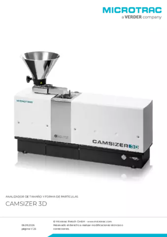 Hoja de datos del producto Camsizer 3D