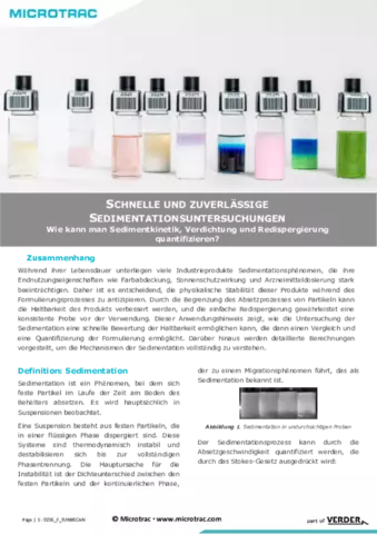SCHNELLE UND ZUVERLÄSSIGE SEDIMENTATIONSUNTERSUCHUNGEN