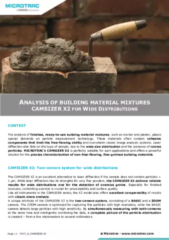 Analysis of Building Materials Mixtures - CAMSIZER X2 for Wide Distributions