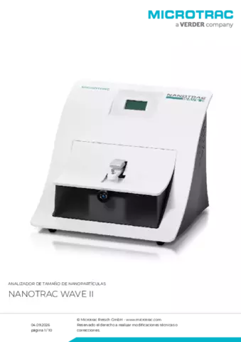 Hoja de datos del producto Nanotrac Wave II