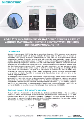 Pore Size Measurement of Hardened Cement Paste with MIP