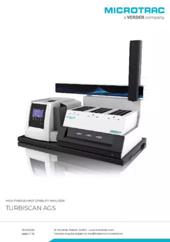 Product data sheet Turbiscan AGS