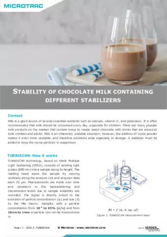 Stability of Chocolate Milk Containing Different Stabilizers