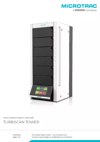 Product data sheet Turbiscan Tower