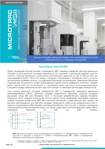 Evaluation of the Specific Surface Area of Active Carbon (Type I Adsorption Isotherm) Via BET Method