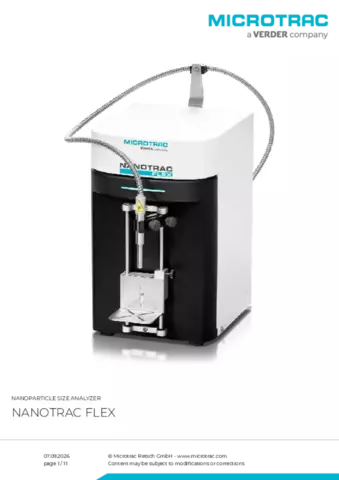 Product data sheet Nanotrac Flex