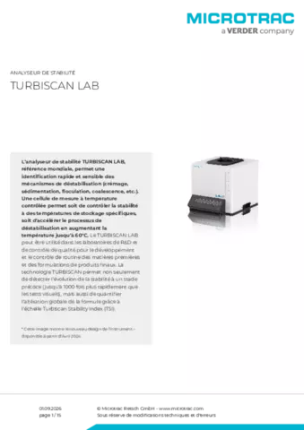 Fiche produit Turbiscan LAB