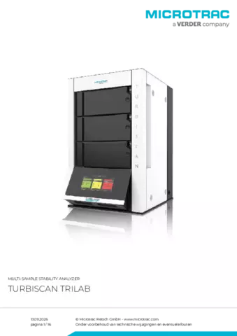 Productinformatieblad Turbiscan Trilab