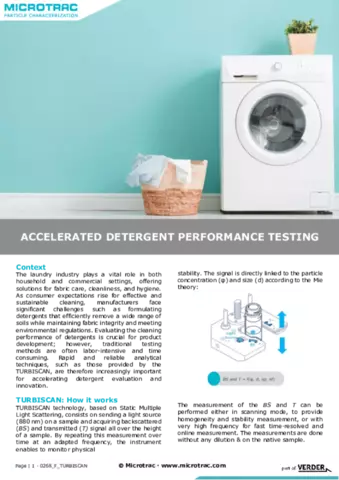 Accelerated Detergent Performance Testing