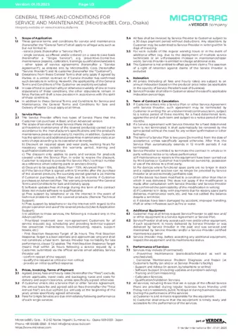 General Terms and Conditions for Service & Maintenance