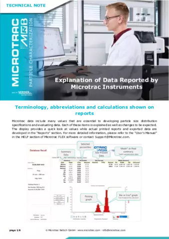 Explanation of Data Reported by Microtrac Instruments