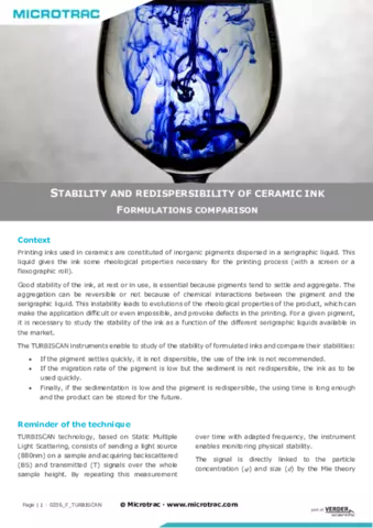 Stability and redispersibility of ceramic ink