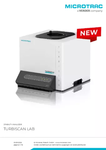 Productinformatieblad Turbiscan LAB