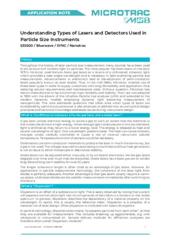 Lasers and detectors used in particle measurement