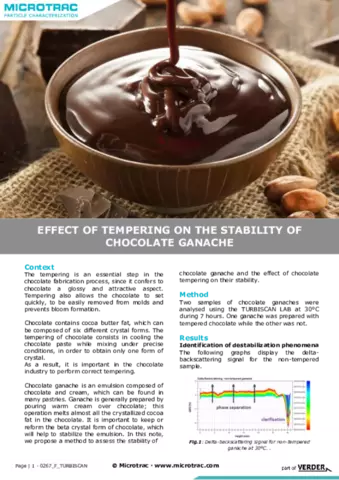 Effect of chocolate tempering on stability of ganaches