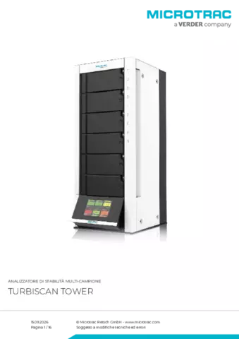 Scheda tecnica del prodotto Turbiscan Tower