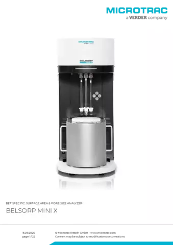 Product data sheet Belsorp Mini X