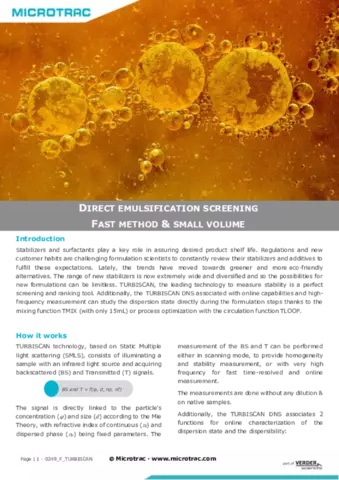Emulsion formulation screening