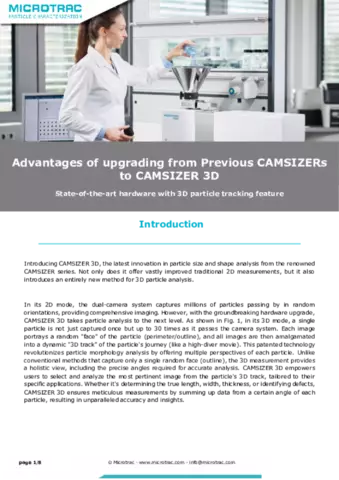 Advantages of upgrading from Previous CAMSIZERs to CAMSIZER 3D