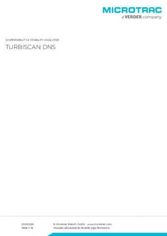 Termék adatlap Turbiscan DNS