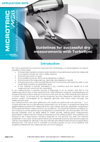Guidelines for Dry Measurements with the SYNC