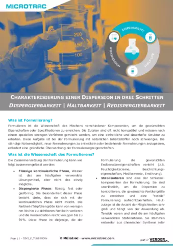 CHARAKTERISIERUNG EINER DISPERSION IN DREI SCHRITTEN