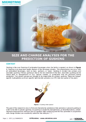 Size and Charge Analysis for the Prediction of Gushing