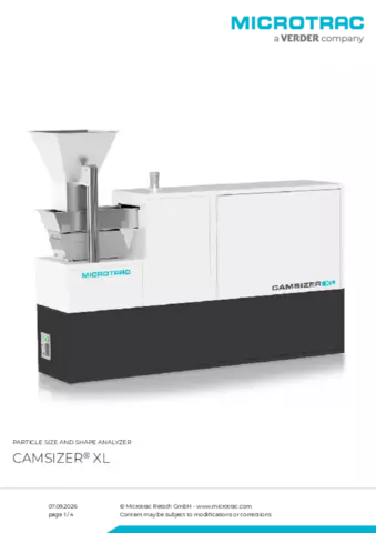 Product data sheet Camsizer XL
