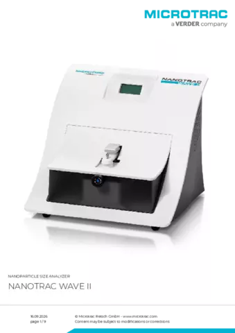 Product data sheet Nanotrac Wave II
