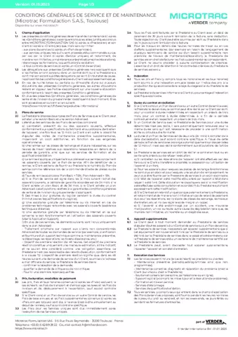 Conditions générales de service et de maintenance
